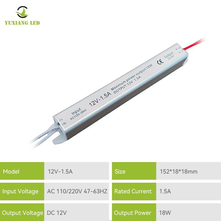 12v 1.5a 18W bạc Siêu hẹp siêu mỏng Bộ nguồn Led siêu mỏng