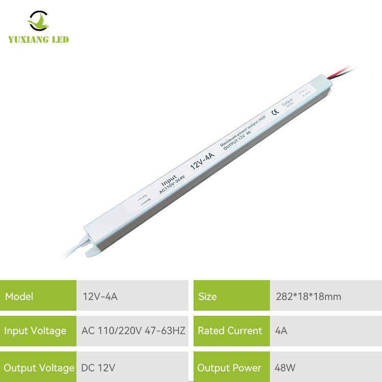 12V 4A 48W bạc Siêu hẹp siêu mỏng Bộ nguồn Led siêu mỏng