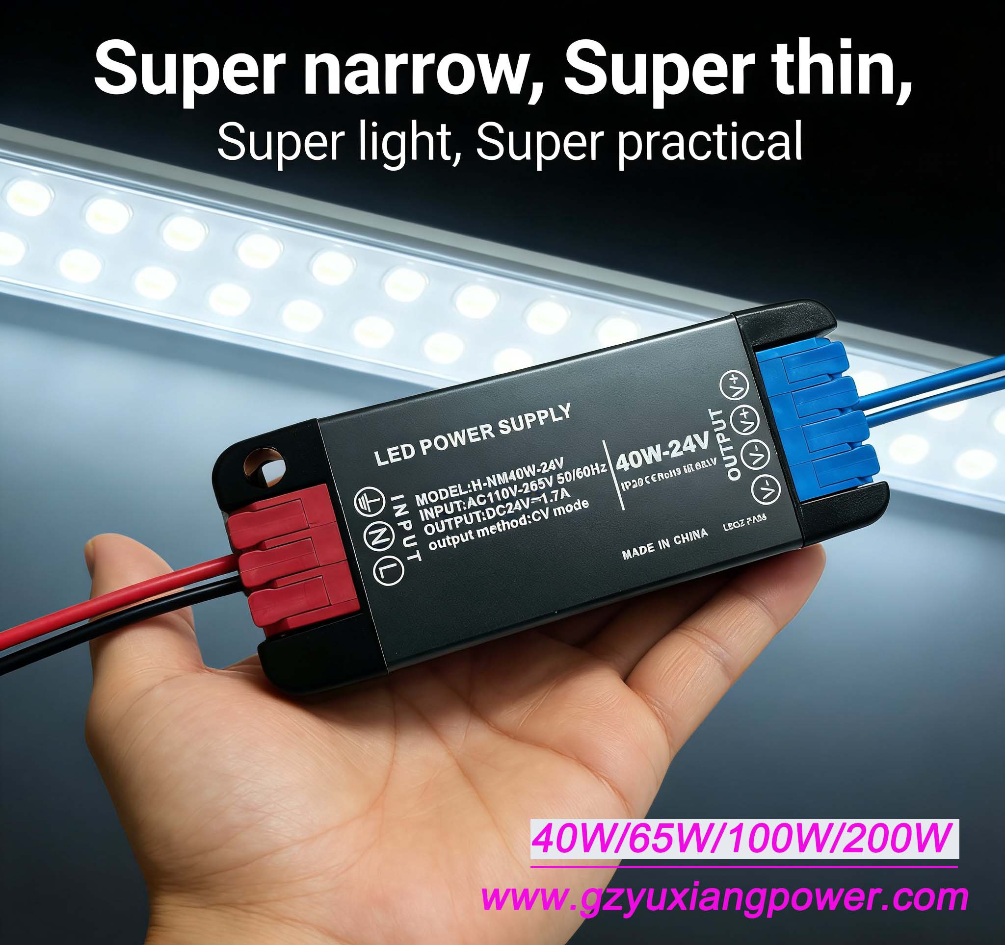 Bộ nguồn chiếu sáng LED mini siêu mỏng dải điện áp rộng 12V/24V, kích thước nhỏ, công suất cao.