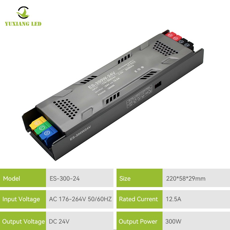 Bộ nguồn tuyến tính LED có thể điều chỉnh độ sáng bán chậu ES model 24V 300W